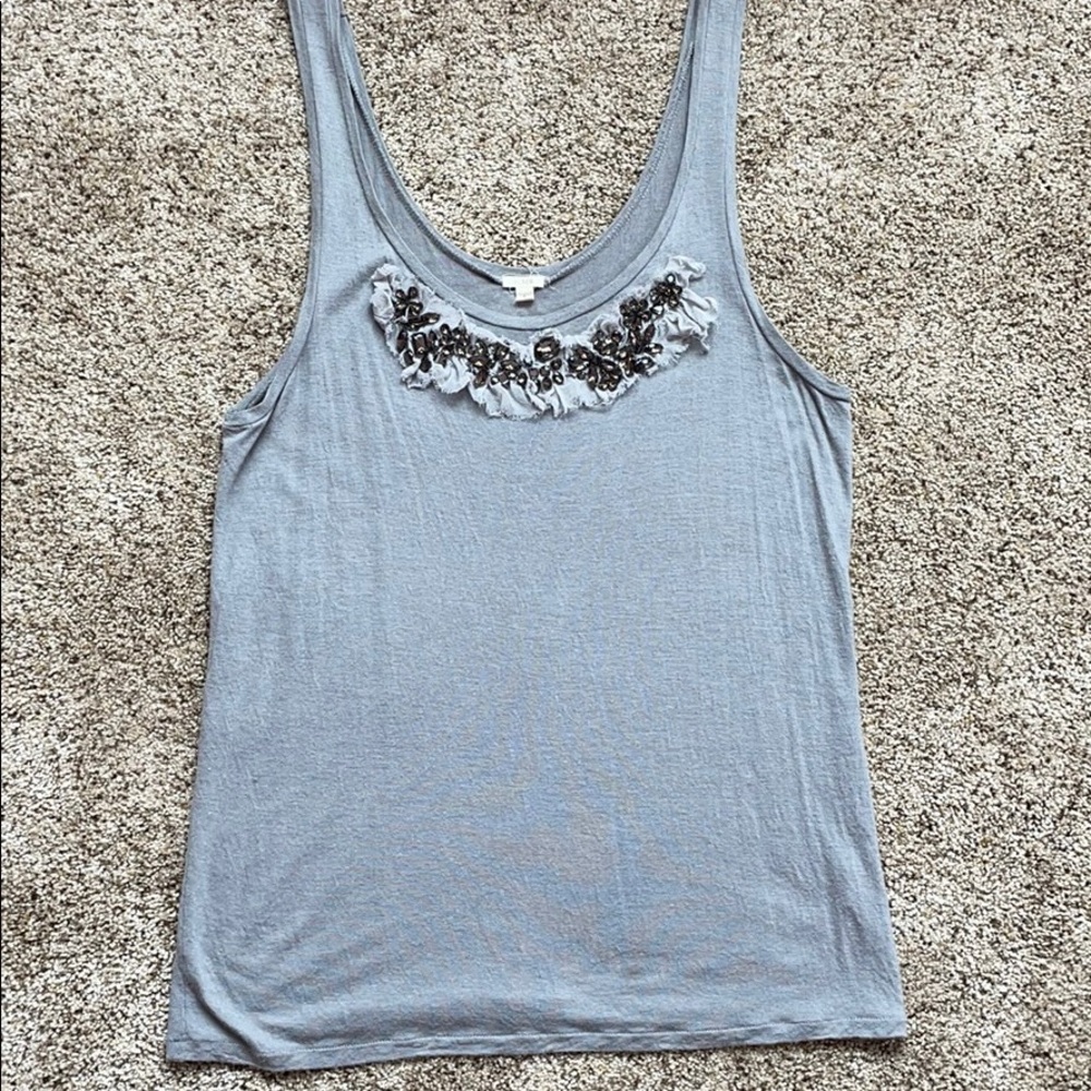 J. crew grey embellished tank top - L